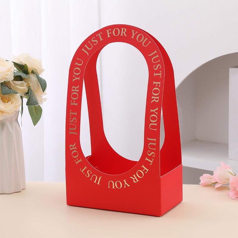 5 stk Gaveesker med Håndtak Sammenleggbare Dobbeltsidige Trykte Blomsteresker Bukett Innpakningsmateriale Blomsterkurv Håndverk Valentinsdag