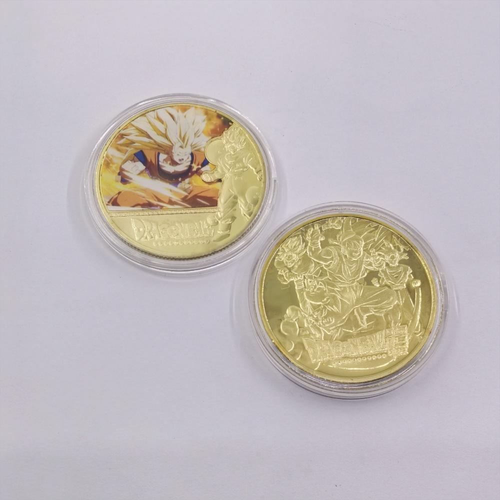 Anime  Z Gold Plated Gold Coin Son Goku Vegeta  Coins Kids Classic Anime Peripherals Collection Toy Souvenir