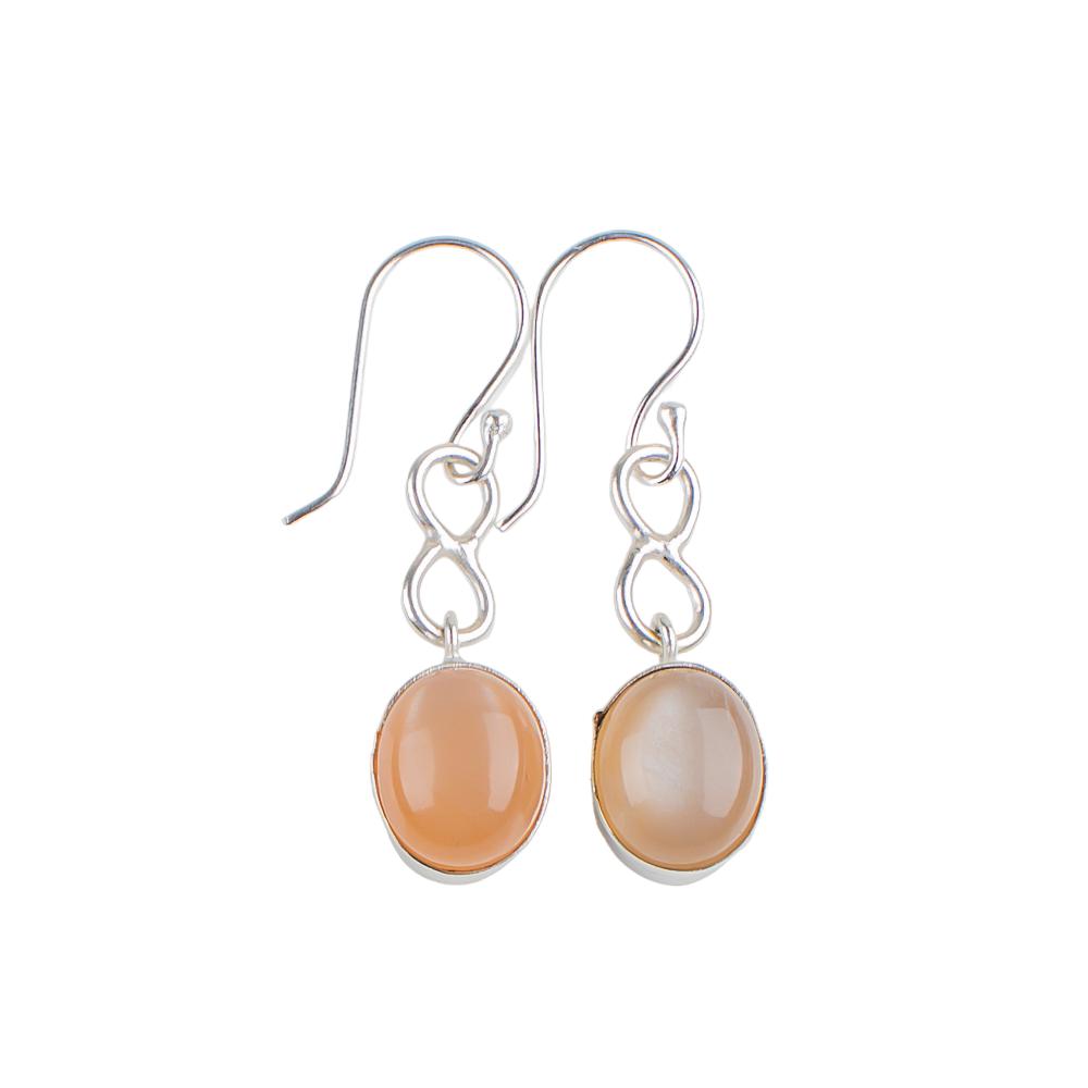 Peach Moonstone Gemstone 925 Sterling Silver Jewelry Handmade Earrings 1.60" EE-12-29