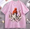 Funny Octopus Wearing Beanie Retro Print T-shirts Men Women's High Quality Fashion Clothing Short Sleeve 100% Cotton Unisex Tees