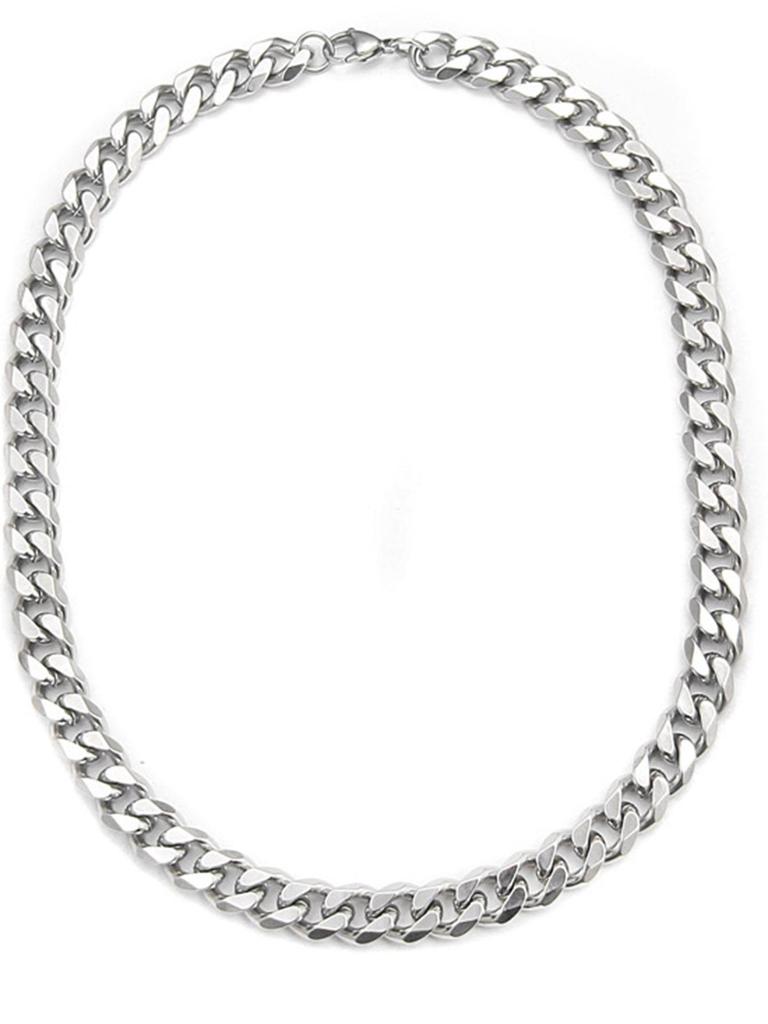 Men's Hip Hop Chunky Cuban Chain Necklace - Polished Titanium Steel, Six-Sided Design, European & American Style.