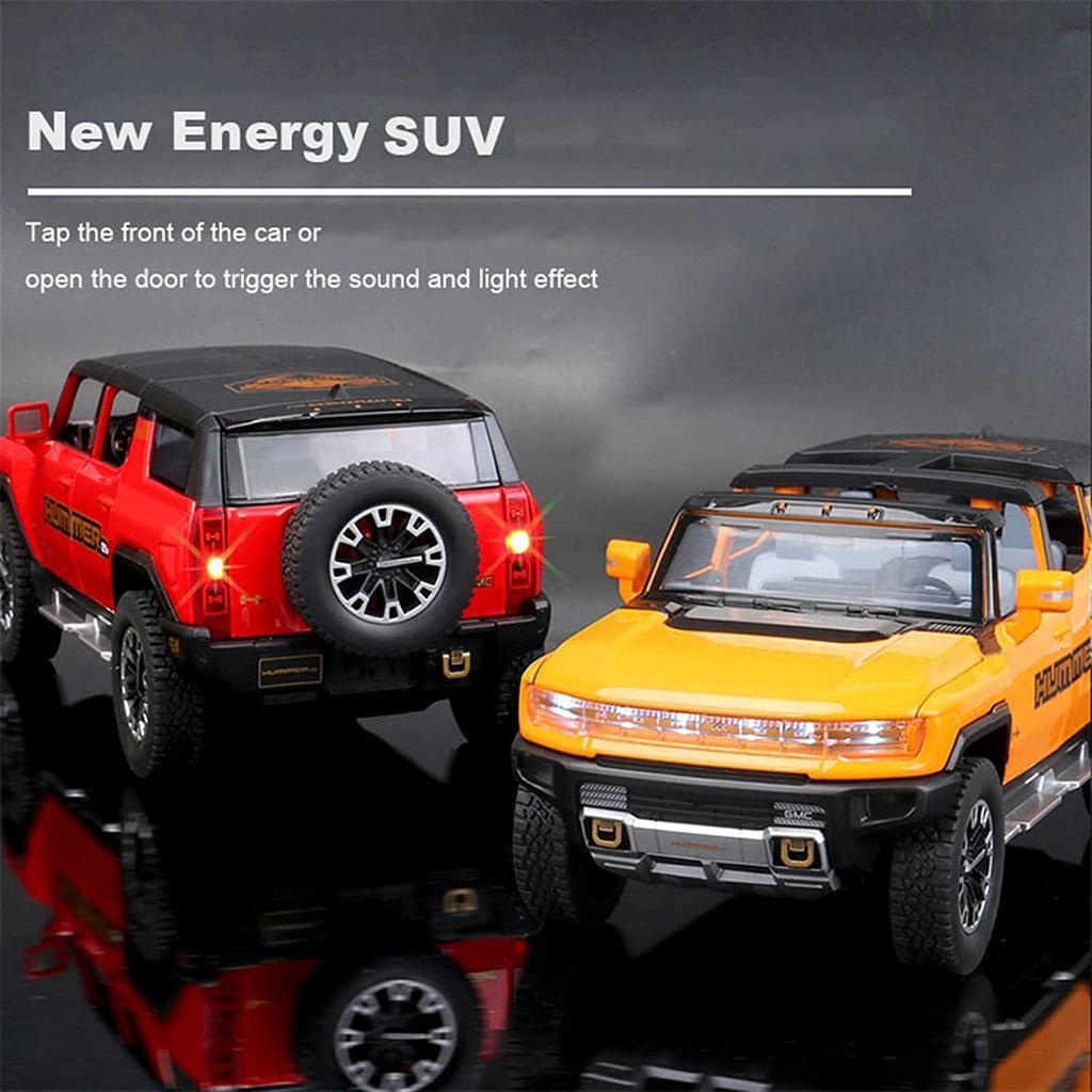 1/24 Escala EV Caminhão Liga Carro Modelo Novo Energia Off-Road Veículo Brinquedos com Som e Luz Dois Estilos Presentes para Crianças