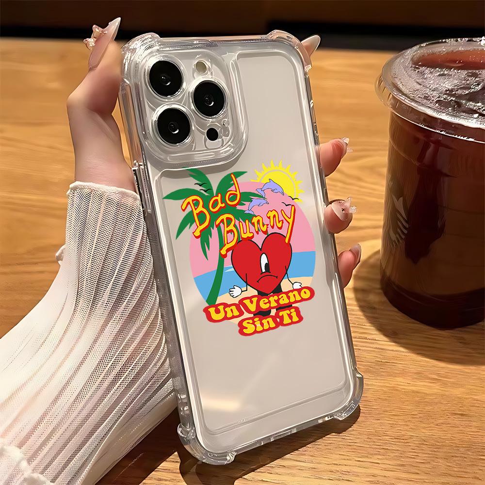 

Bad Bunny X 100pre Bunny Logo Phone Case For iPhone 17 16 15 14 13 12 11 Pro Max XS X XR 7 8 SE Anti Transparent Cover iPhone 11 Pro Max