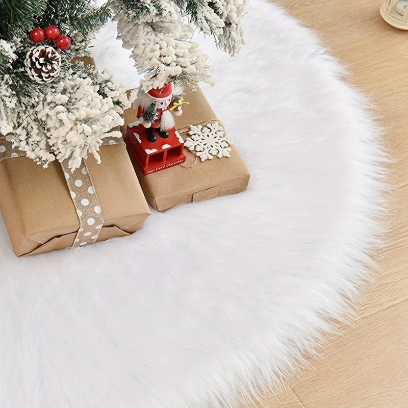 1pc 78cm 30.7inch White Snow Plush Christmas Tree Skirt Festive Christmas Tree Decor XmasTree Ornaments