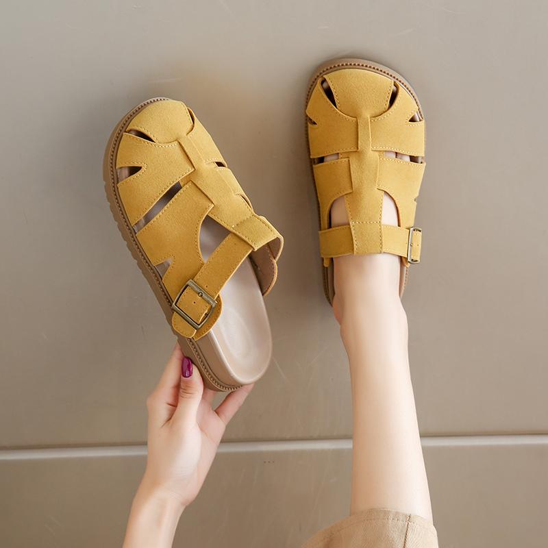 Fashion Hollow Flats Mules Shoes Women's Slippers Platform Casual Sandals Woman Flip Flops 2025 Summer Beach Slides Comfort Sandalias