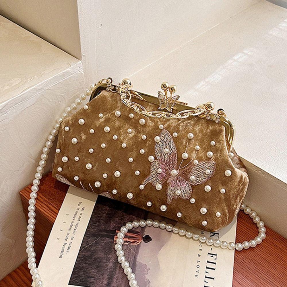 Cheongsam Accessories Chinese Style Handbag Pearl Hanfu Clutch Bag Casual Ladies Shell Bag  Women