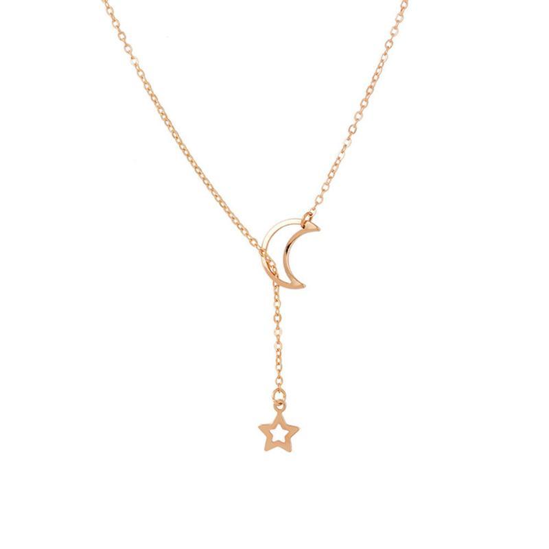 Stackable Moon Star Pendant Choker Necklace Trendy Ins Popular Jewelry for Women Daily Outfit Party Accessory