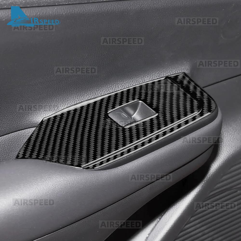 Sticker For Toyota Prius 60 Series 2023 2024 2025 LHD RHD Real Soft Carbon Fiber Car Window Lift Button Panel Trim Accessories