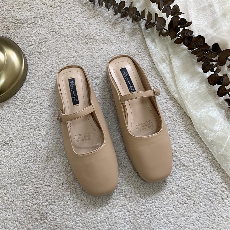 Fashion Flats Shoes Women Design Women's Mules Heel Summer Elegant Pointed Toe Slippers Ladies Casual Outdoor Candy Colors Slides