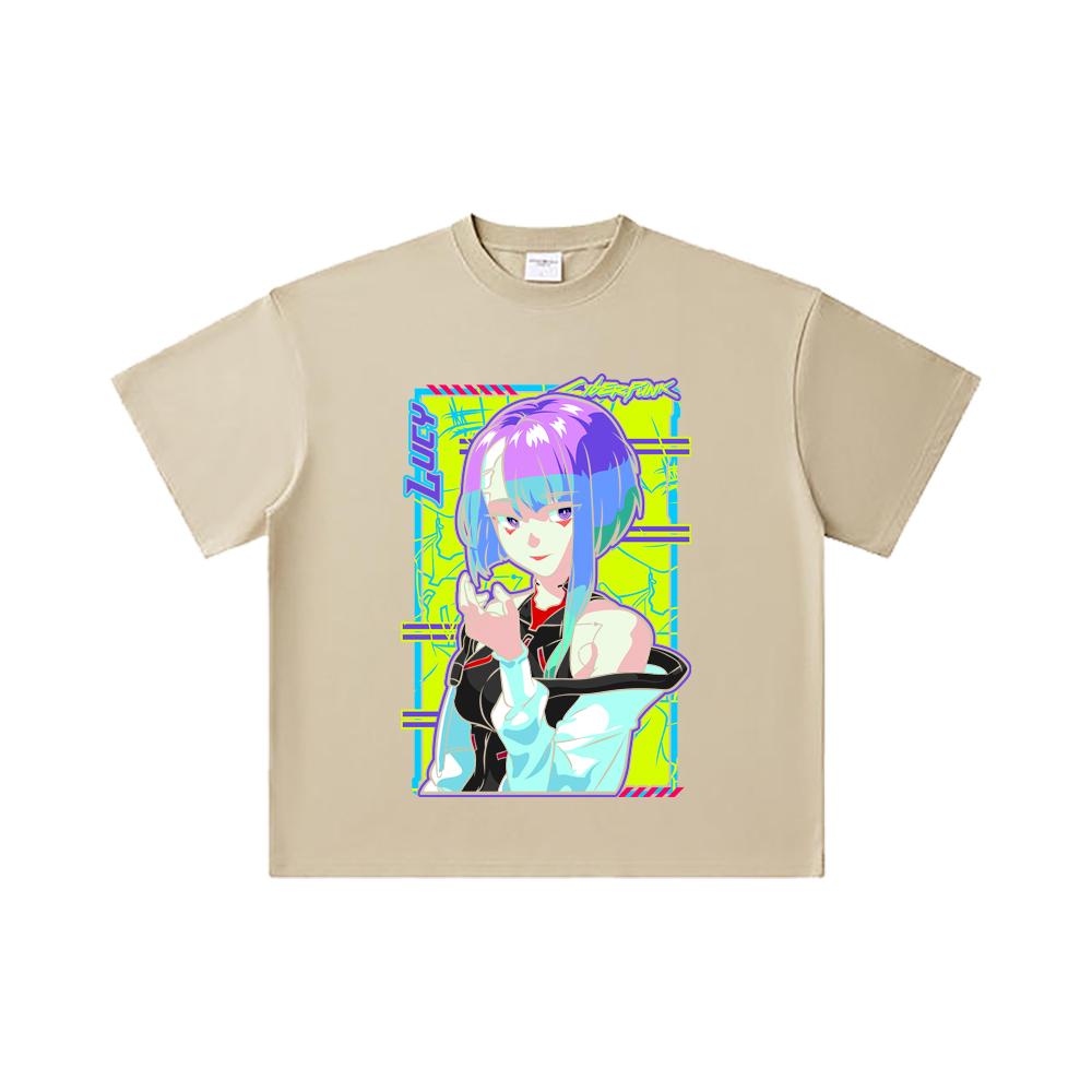 260 GSM Double Yarn 32 Count 100% Cotton Cyberpunk Edgerunners V8 Lucy Print Unisex Heavy Cotton T Shirt