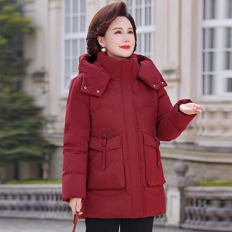Winter mother white duck down jacket women's new middle-aged and elderly foreign style loose thickened warm jacket
