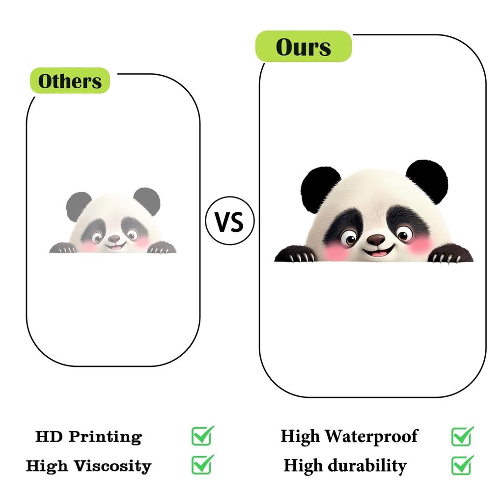 Kreatives Süßes Schwarz-Weiß-Panda Statisch Haftend Ohne Kleber für Wohnzimmer Balkon Glasfenster Heimdeko