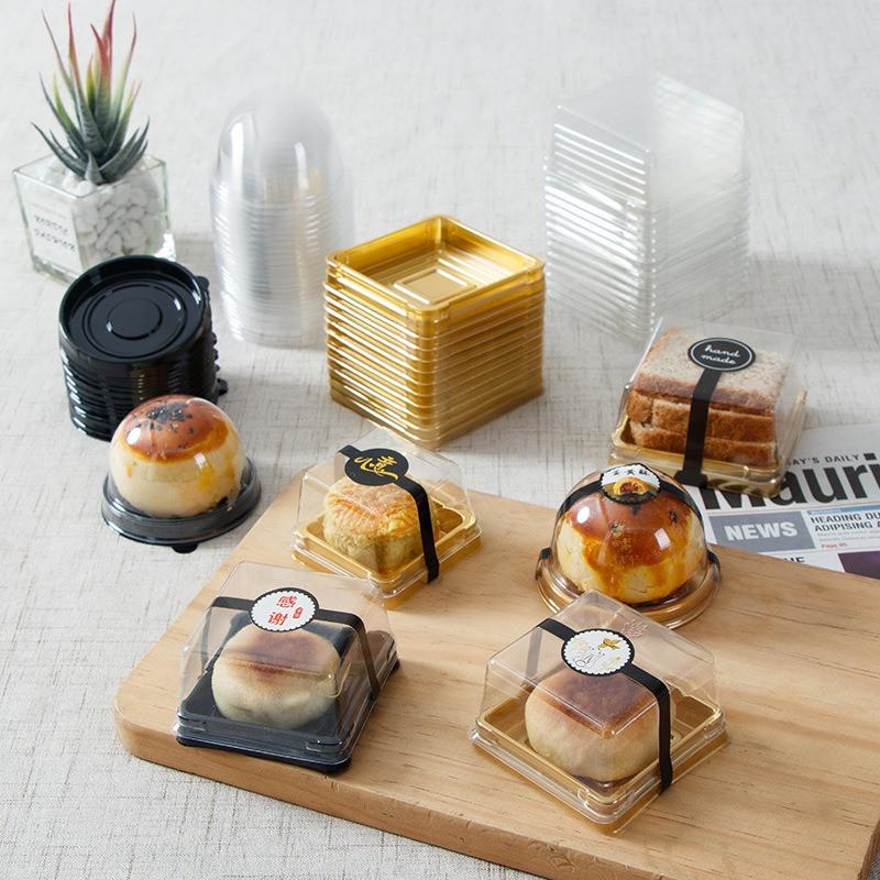 50Pcs/lot 50/80/100g Plastic Squre Round Mooncake Packaging Boxes Egg Yolk Pastry Baked Dessert Gift Box