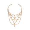 Salircon Gold Color Open Upper Arm Bracelet Women Jewelry Rectangle Charm Tassel Arm Bangle Party Summer Fashion Accessories New