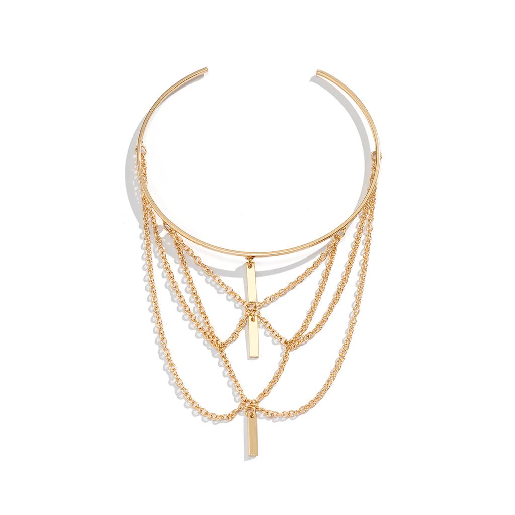 Salircon Gold Color Open Upper Arm Bracelet Women Jewelry Rectangle Charm Tassel Arm Bangle Party Summer Fashion Accessories New