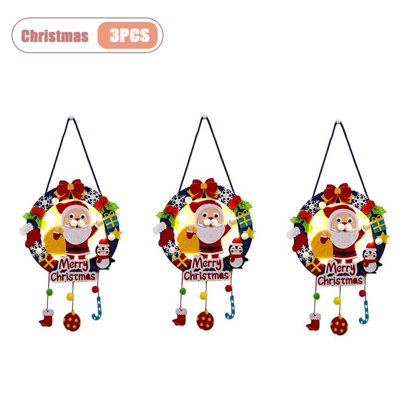 Handgemachter Kinder DIY Weihnachts-Kranz Leuchtende LED-beleuchtete Feiertagsdekoration Weihnachtsbaumschmuck Geschenk Klassenzimmer Weihnachts-Bastelarbeit