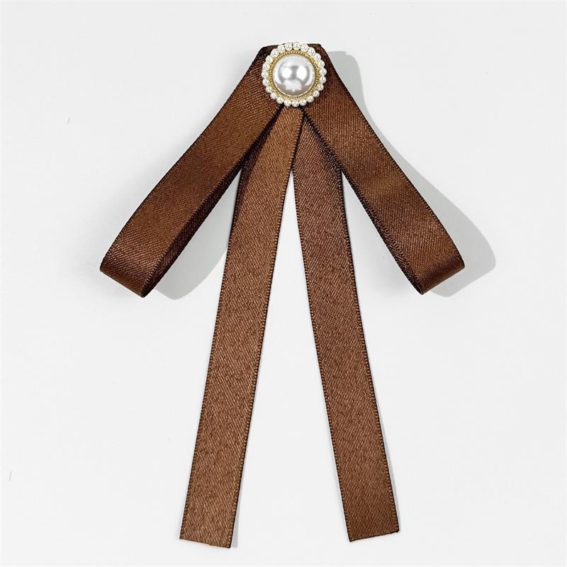 

Fashion Fabric Black Bow Pearl Brooch Elegant Women Shirt Collar Pin Corsage Mourning Funeral Brooch Jewelry Clothing Decor Gift коричневый