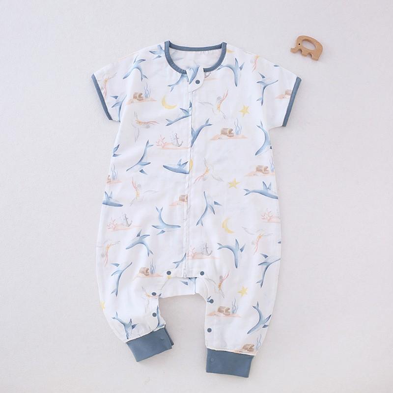 Baby Sleep Sack Short Sleeve Bamboo Cotton Wearable Blanket Split Legs Infants Toddlers