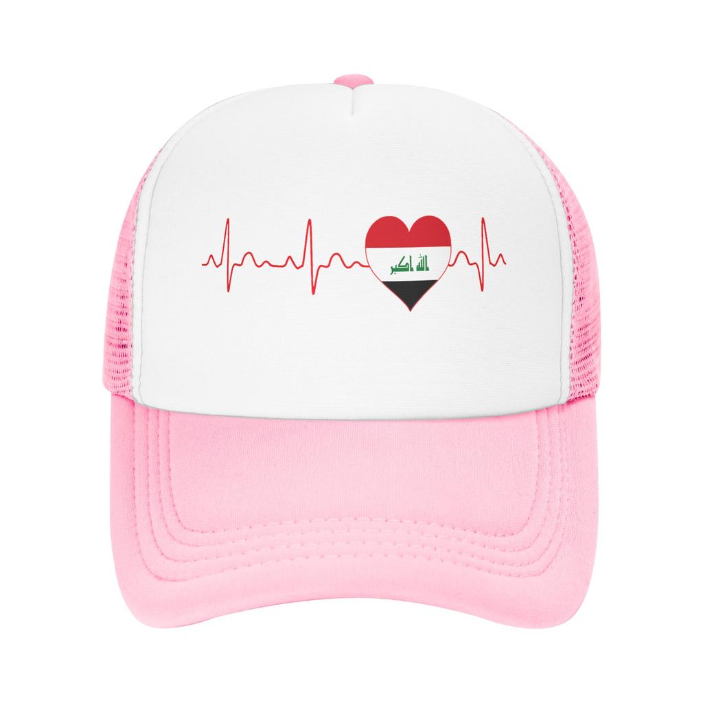 Iraq Flag Heartbeat EKG Mesh Baseball Caps Unisex Outdoor Trucker Hat Hats Adjustable Summer Trucker Cap