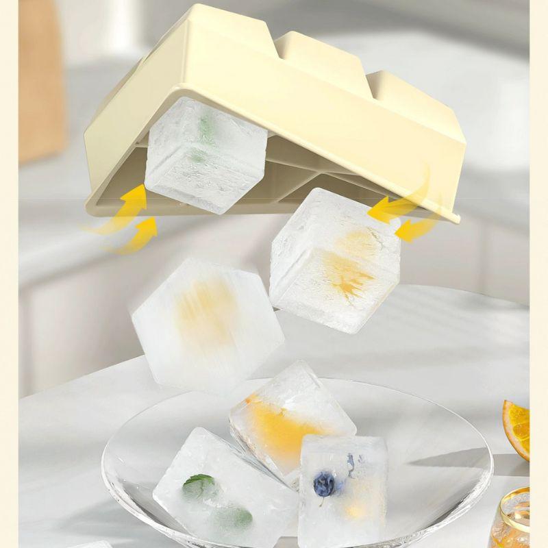 Square Silicone Ice Cube Mold with Lid - Reusable Kitchen Tool for Easy Ice Cubes Storage Dessert Making Mixer Whiskey Kitchen