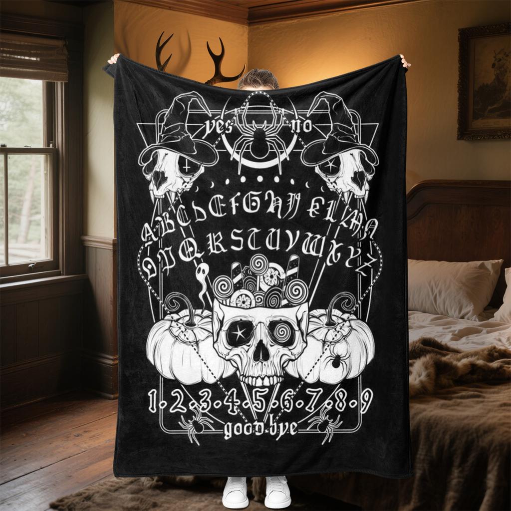 1PC Spirit Board Ouija Print Plush Blanket Perfect All Seasons Soft Comfortable Sofa Office Travel Festive Gift