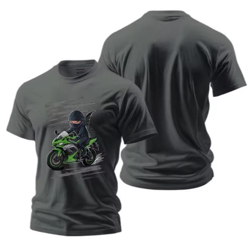 Summer Men 3D Print T-shirt Motorcycle Casual Wear Short-sleeved Cycling Suit Racing Lapel Shirt Overalls