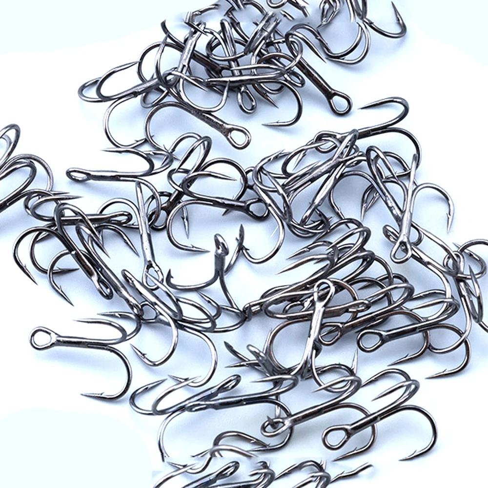 100PCS/box Carp Fishing Treble Hooks 12#-3/0# Optional High Carbon Steel Barbed Hook Set Super Sharp for Lure Accessories Tackle 260319