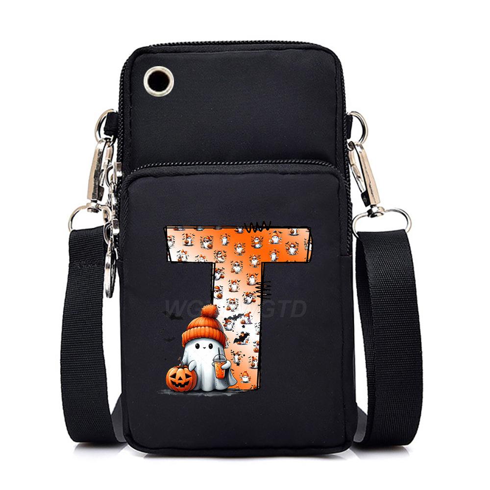 Halloween letter printing trend mobile phone bag vertical square black messenger bag change bag