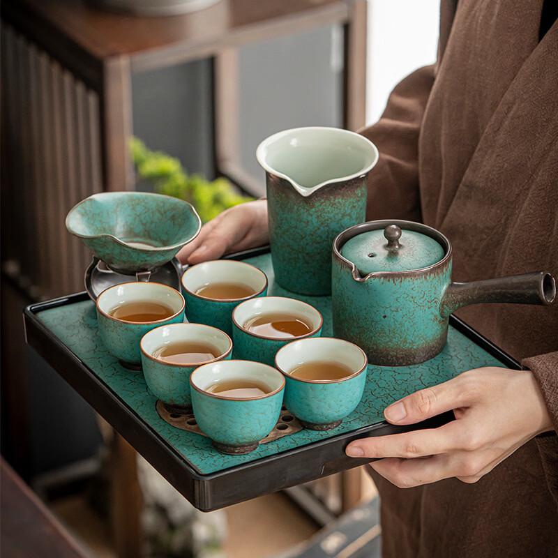 Handun Light Luxury Peacock Green Ceramic Tea Set