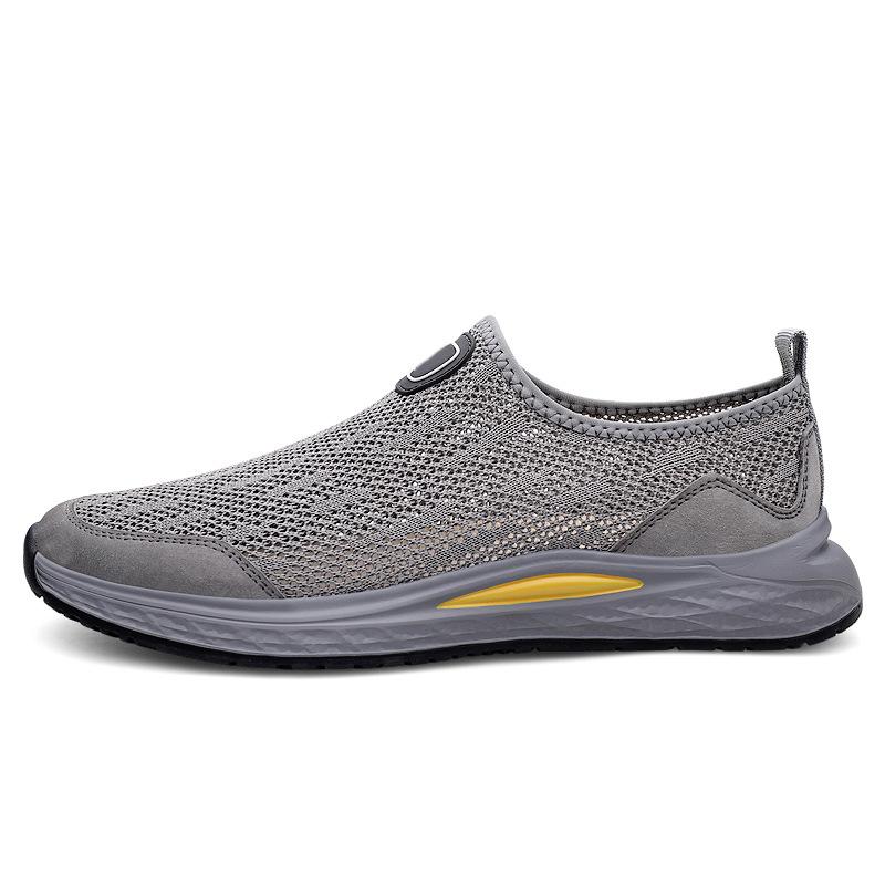 

Летающие плетеные кроссовки дышащие и тонкие, из мягкой кожи и сетчатые туфли на мягкой подошве, а кроссовки легкие. 46 серый