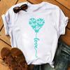 New Fashion Women Black T Shirt Friends Gift Flower Love Print Cute Tee Shirt Female Harajuku Tops Woman Short Sleeve T -Shirts