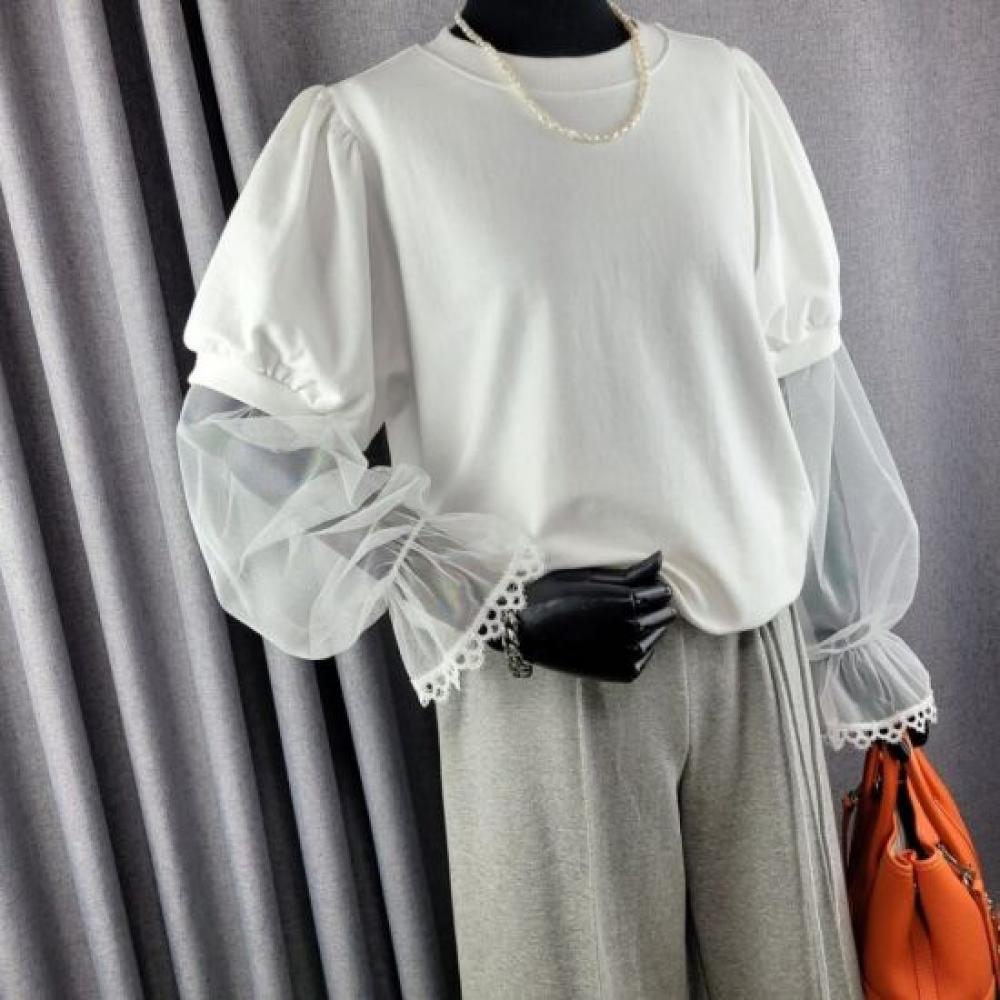 C S In The Room Women Shaman Puff Layered Round neCk Long Sleeve T ShirT 3ColorS