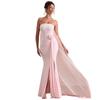 Autumn new long dress temperament tube top sleeveless one-word shoulder European and American split dress trailing dress