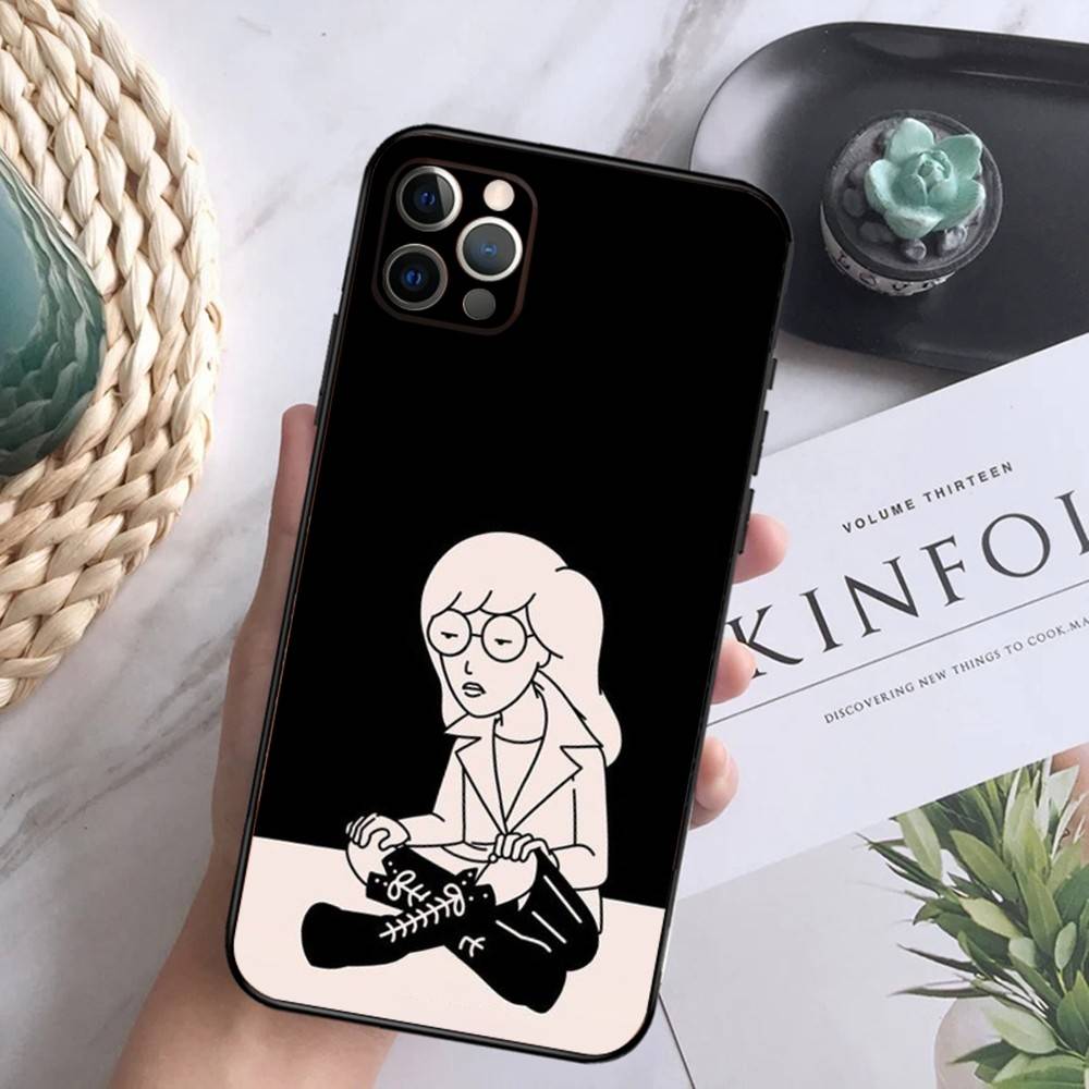

Cartoon D-Daria Phone Case For iPhone 16,15,14,13,12 Mini 11 Pro XR,X,XS,MAX 7,8 Plus Silicone Cover Soft Black iPhone15