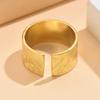 European Wide Band Retro Totem Pattern Adjustable Stainless Steel Ring for Men and Women Titanium Steel Jewelry