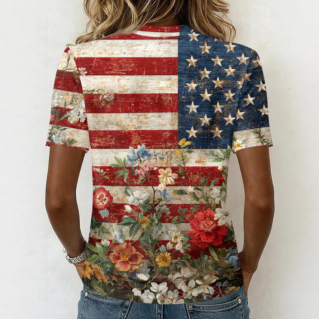 Shirts For Women Trendy V Neck T Shirts Casual Printed Blouse Tops For Women