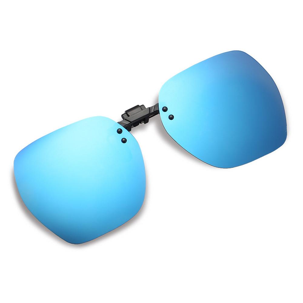 Polarized Sunglasses Clip Rimless Square Flip Up Glasses For Men Women Night Vision Clip On Eyeglasses Travel Driving Goggles