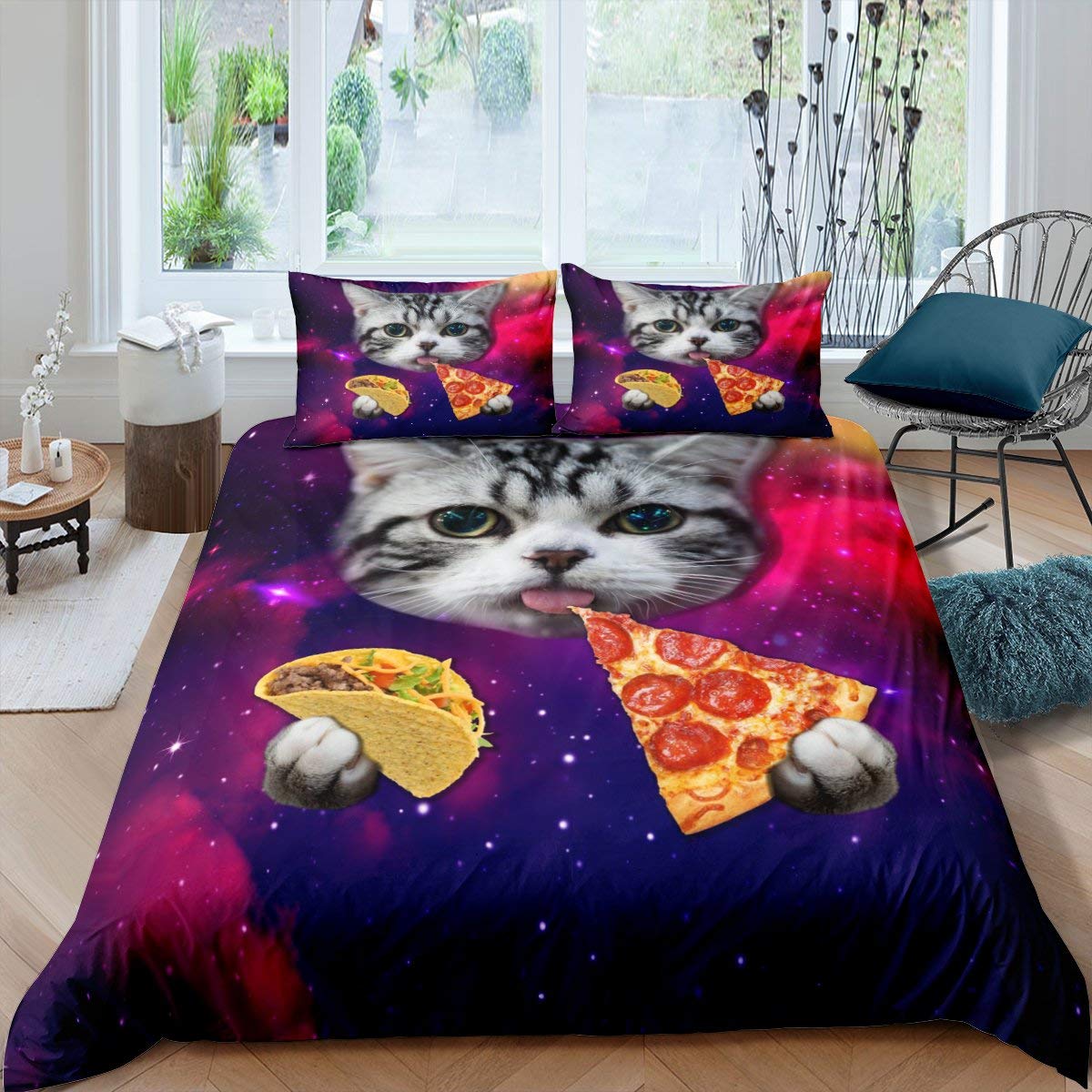 

Набір підодіяльників Galaxy Cat Підодіяльники з мікрофібри Всесвіт Galaxy Постільна білизна Cute Kitten Підодіяльник Outer Space Planets Підодіяльник Cover US Full(200x230cm)