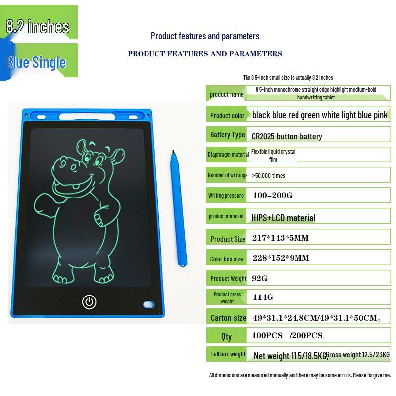 Kids' LCD Drawing Tablet - 6.5/8.5/10/12 Inch with One-Click Clear Screen