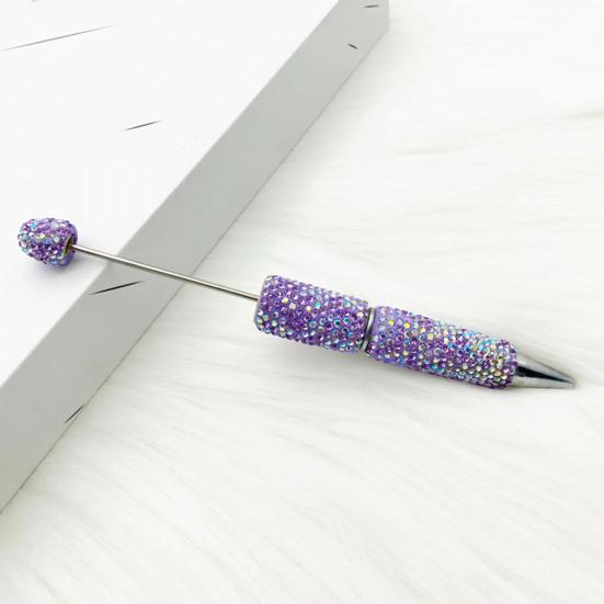 Comfortable Grip Gel Pen Diamond Beadable Pens, Bling Rhinestone Beaded DIY Bead Pen, Crystal Shaft Decorative Craft Black Ink Ballpoint Pens