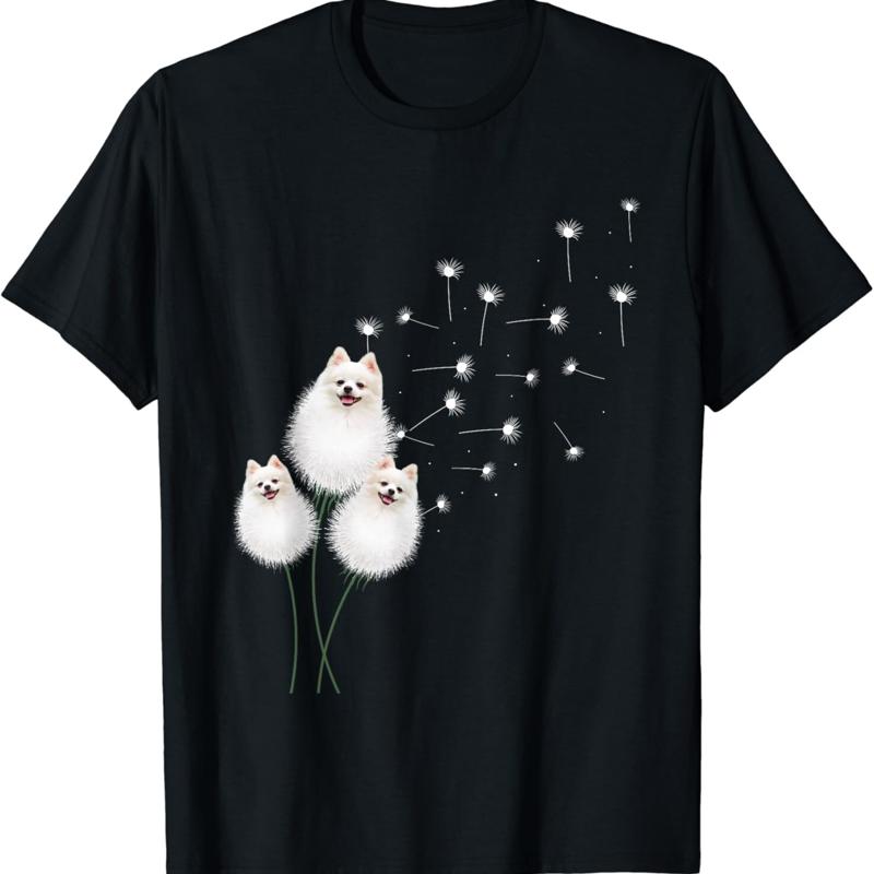 

Pomeranian Dandelions Puppy Animal Breeder Dog Lover T Shirt - Men s Summer Cotton Graphic Tee S разноцветный
