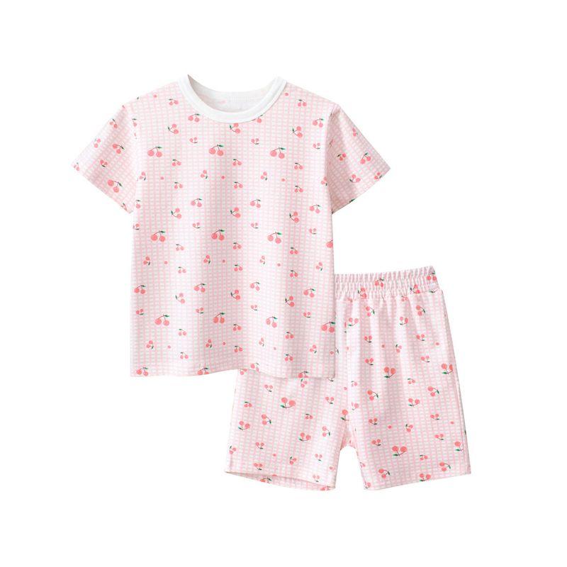 27Home Brand Summer Kidsren's Short-Sleeved Suit Lycra Cotton Home Clothes Pajamas Two-Piece Set Baby Girl Clothes