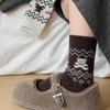 Retro Warm Socks for Women's Autumn and Winter, Bear Wool Socks, Wavy Cartoon Thickened Women's Socks