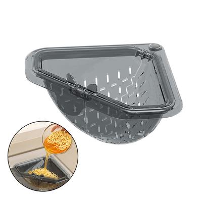 Triangular Draining Basket For Sink, Magnetic Corner Sink Strainer Basket, Touch-Free Food Catcher For Kitchen Sink