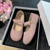 Mary Jane Women's Autumn 2025 New Retro Yellow Flat Bottom Round Head with Velcro Flat Bottom Single Shoes Women