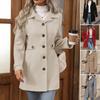 Dames S Middellange Wolmix Jas Revers Knopen Slim Fit