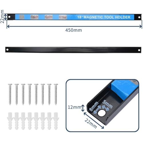 aleawol 3-Piece Magnetic Tool Holder, 45cm, Strong Magnetic Bar with Screws, Wall-Mounted Tool Bar, Storage Rack for Iron Tools, Heavy-Duty and Drop-R