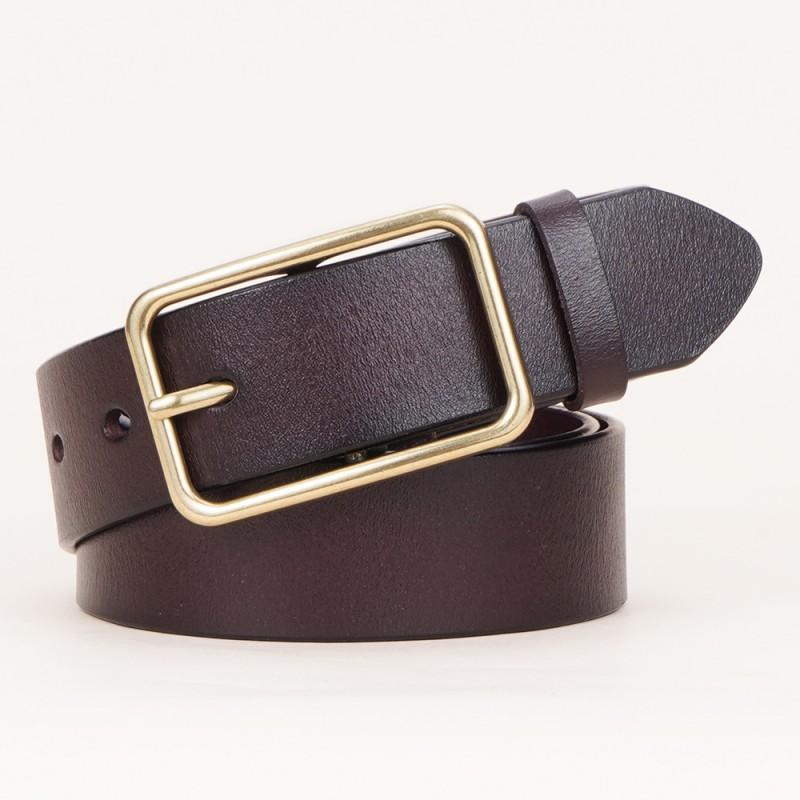 Womens Genuine Leather Belt With Pin Buckle Slim Fit Waist Cincher Jeans Casual Pants Vintage Minimalist Style