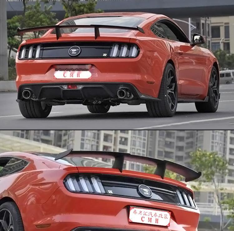 Carbon Fiber Dual Outlet Rear Lip Spoiler for 15-17 Ford Mustang