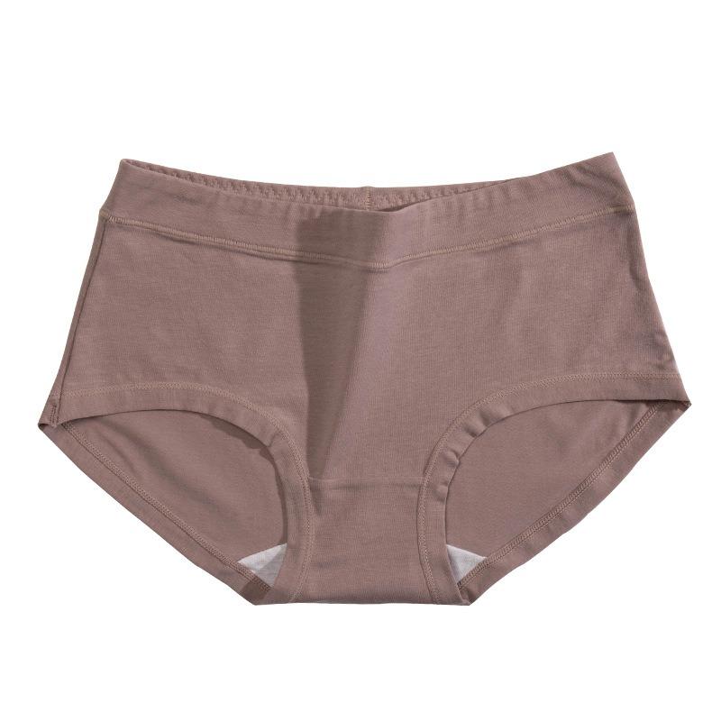 Women Mid Waist Cotton Briefs Antibacterial Butt Lifting Solid Color Plus Size